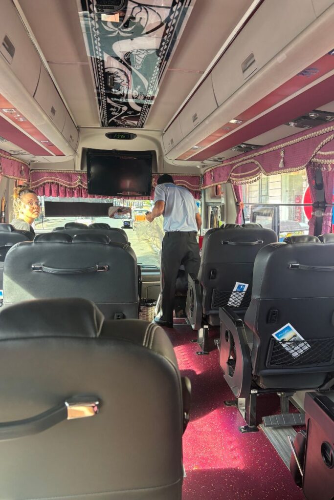 Bus traveling from Phnom Penh to Saigon