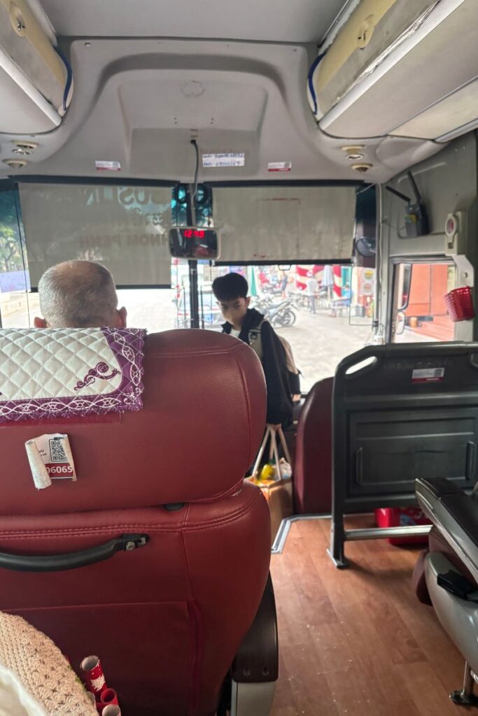 Boarding the bus from Saigon to Phnom Penh