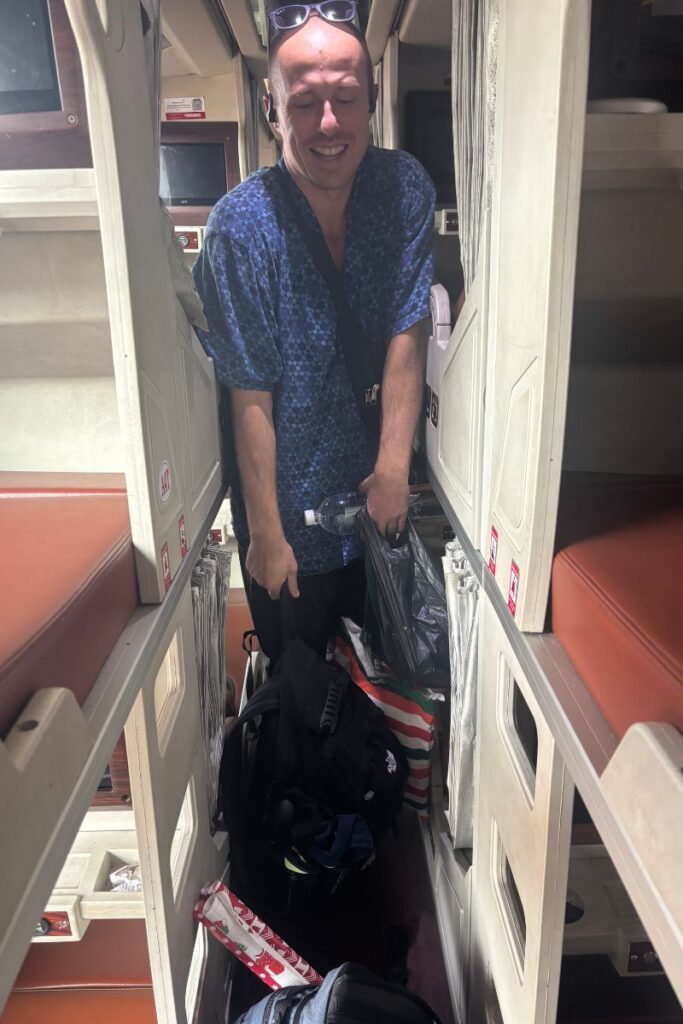 Getting on the sleeper bus from HCMC to Phnom Penh