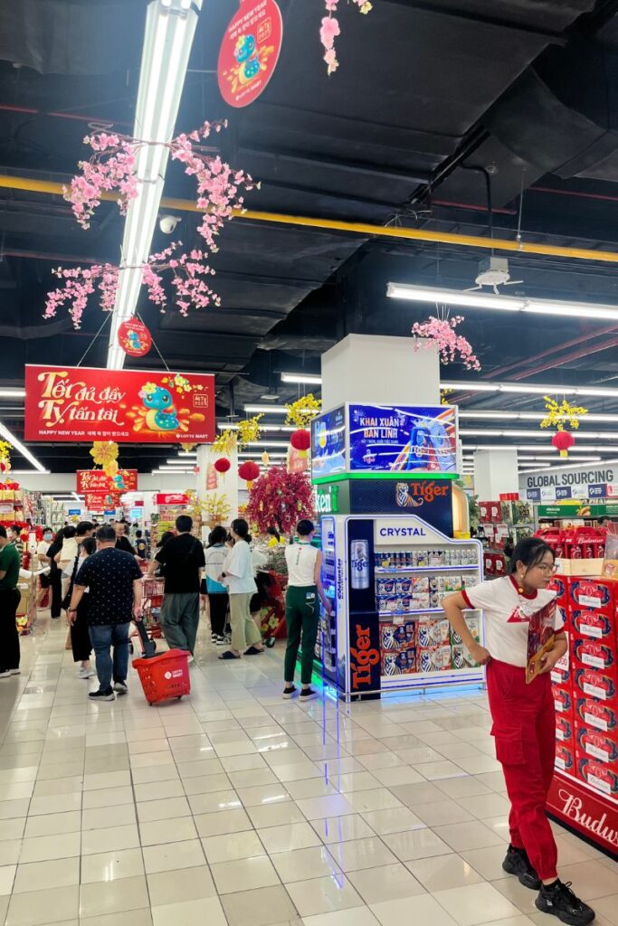 A busy supermarket just before Tet