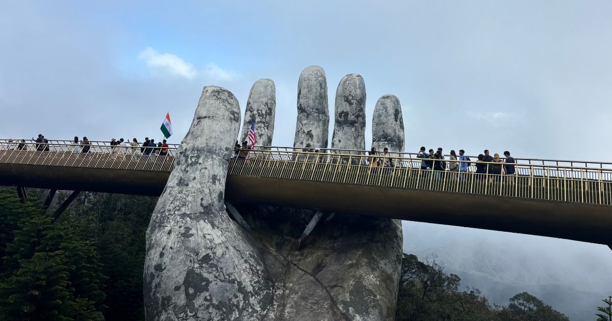 The famous Gold Hand Bridge near Danang Vietnam