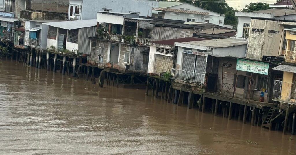 Houses on the Mekong Delta open