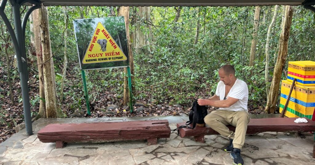 Sitting down in Cat Tien