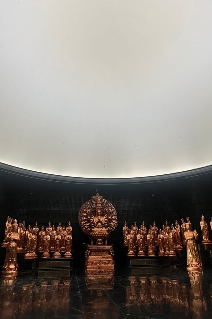 Buddhist iconography inside the fulldome theater at Black Virgin Mountain