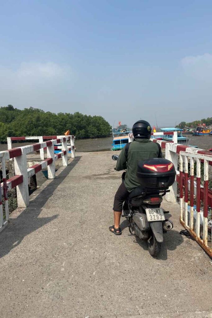 Driving to the ferry to Thanh An Island in Can Gio