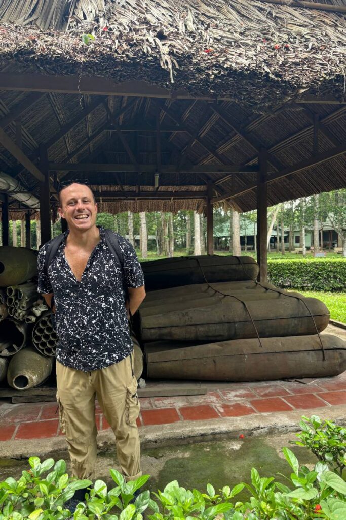 Standing outside the Cu Chi tunnels at the outdoor museum