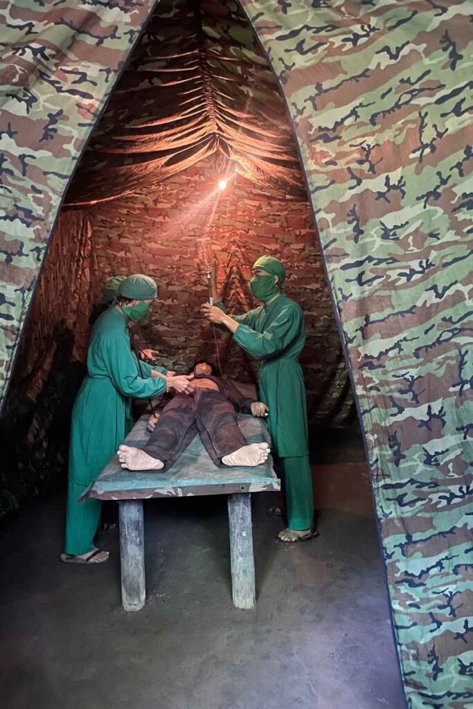 A recreation of an operating room in the Cu Chi Tunnels 