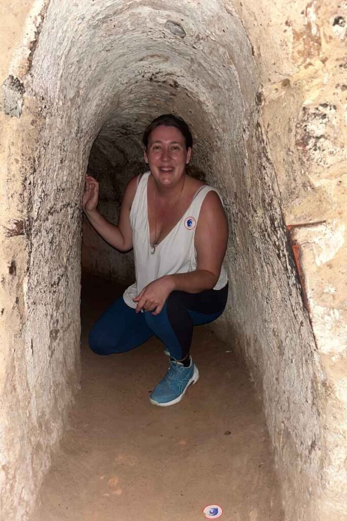 Megan in the Cu Chi Tunnels 